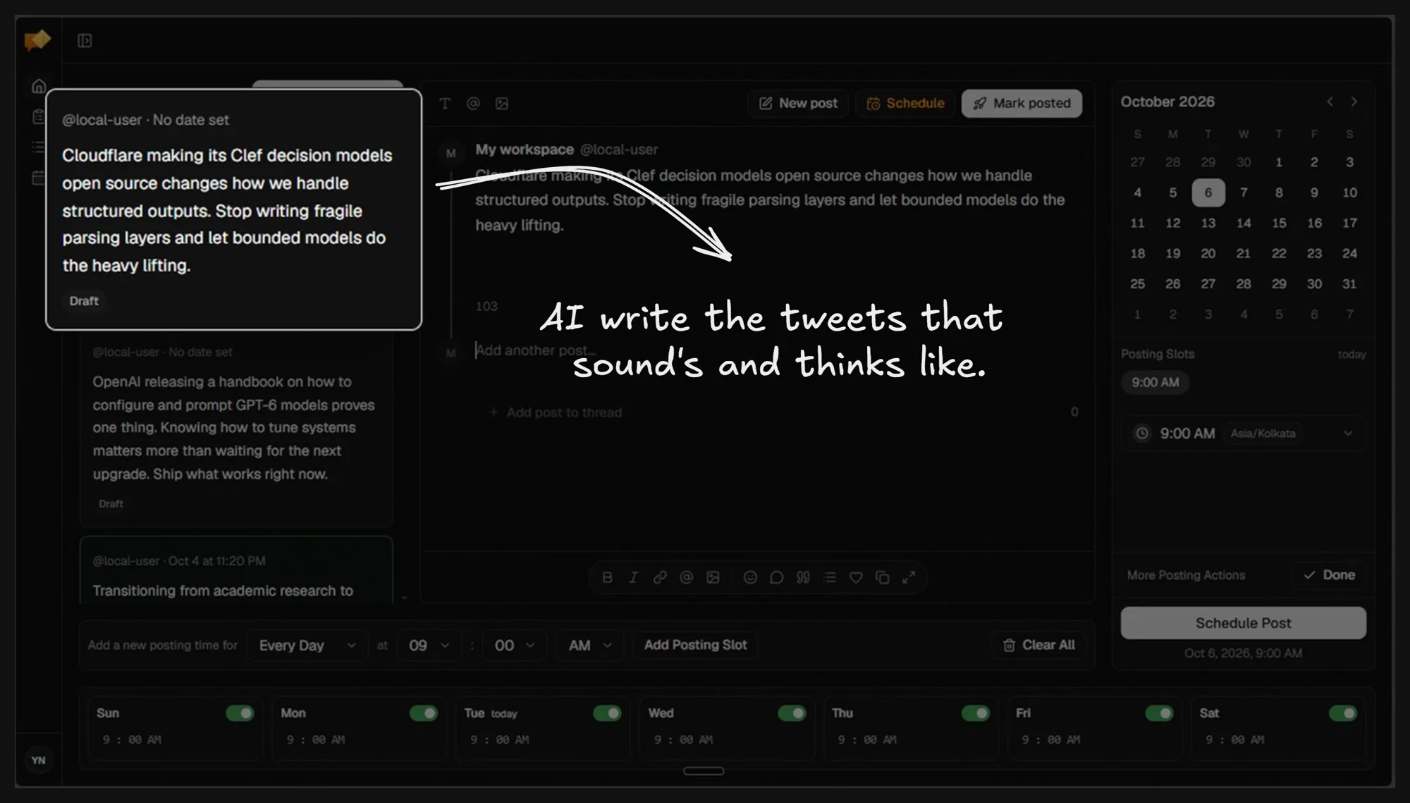 Drafts, written in your voice